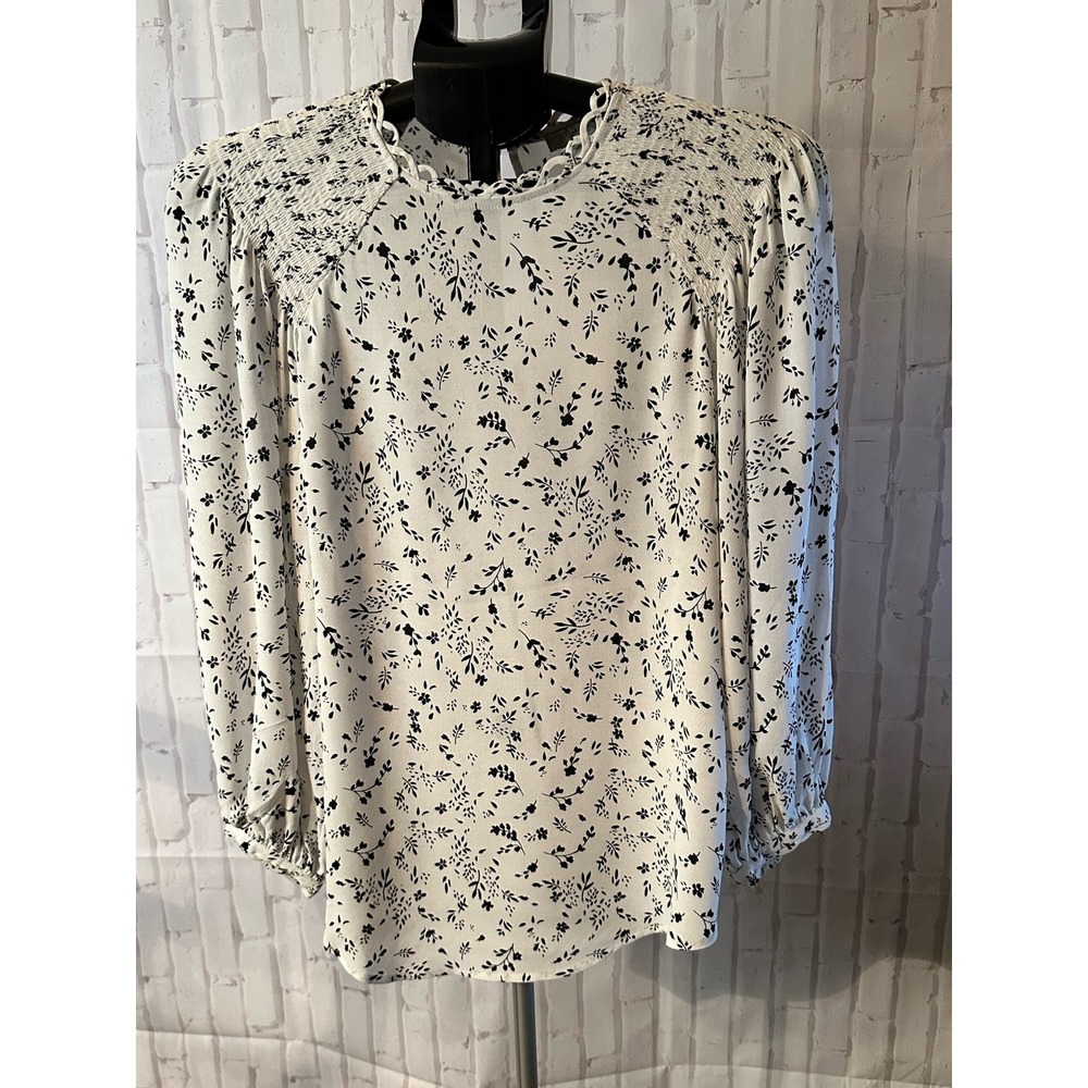 Joie Lissane Shirred Floral Ballon Sleeve Top